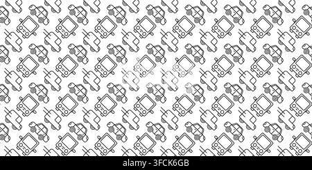 Urban Transport Pattern diagonally. Seamless print city Traffic. Outline icons of bus, car and truck for Transportation backdrop on white background. Stock Vector