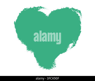 Mint green watercolor heart brush stroke isolated on white background. Flat vector paint stain texture for eco organic brand, wedding invitation, gree Stock Vector