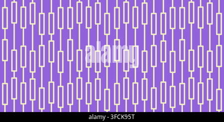 Abstract seamless geometric Pattern with repeating Vertical lines and rectangles on Purple background. Chains. Minimalistic modern Ornament for packag Stock Vector