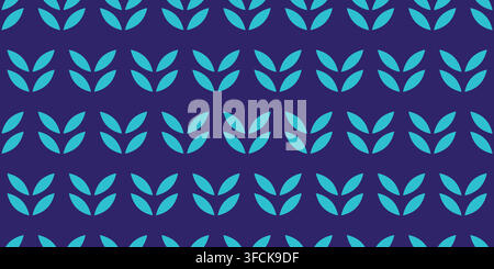 Minimalistic geometric Pattern with Blue Leaves. Seamless Print Foliage elements. Cornflower petals. Decorative background for fabric, wallpaper, wrap Stock Vector