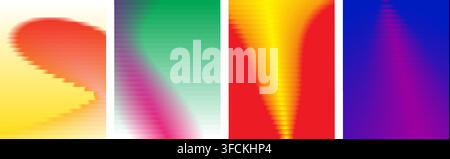 Set of four vertical banners featuring vibrant abstract gradients with smooth flowing color transitions Stock Vector