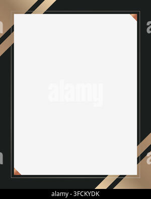 Elegant black and gold vertical frame template designed for creating professional certificates, formal event invitations, and luxury posters with cust Stock Vector