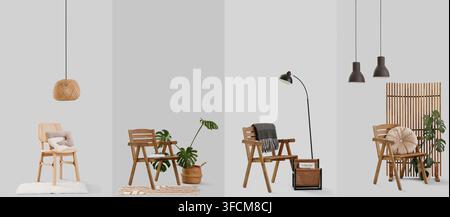 Home decor and interior design concepts, collection of modern furniture and lighting on a clean background Stock Photo