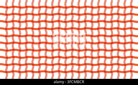 Geometric abstract pattern of wavy red lines on white background, optical illusion style design creating dynamic movement and modern visual texture. Stock Vector