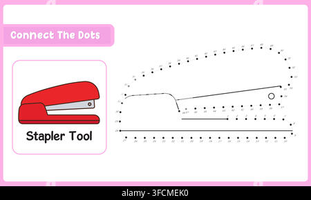 Connect The Dots Stapler Tool. Dot To Dot Educational Game. Vector Illustration Stock Vector