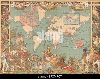 World map. Our Empire Atlas showing British Possessions at home