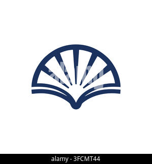 Modern Abstract Fan Book Sunburst Shell Education Library Publisher Logo Vector Stock Vector