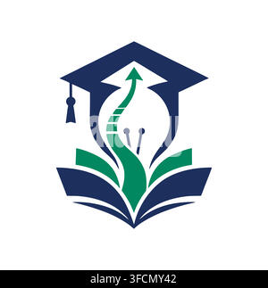 Modern Book Arrow Graduation Cap Academic Career Growth Education Logo Vector Stock Vector