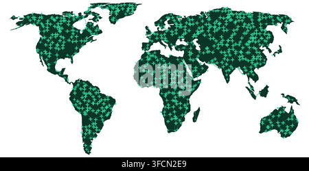network network node world map with connected nodes and links forming an elegant web for modern wall art poster print and home decor Stock Vector