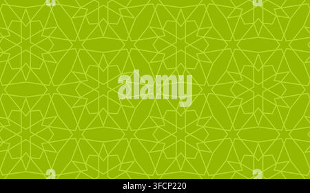 Green islamic geometric seamless pattern, background in duotone pistachio color Stock Vector