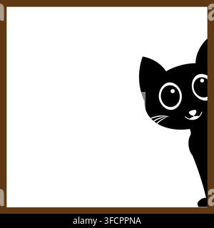 Cute Kitten Peeking Out Frame Border Graphic Stock Vector