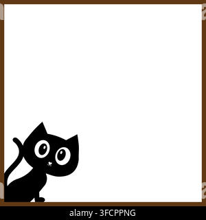 Cute Kitten Peeking Out Frame Border Graphic Stock Vector