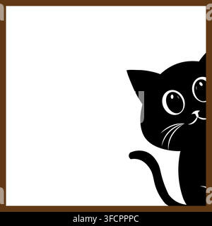 Cute Kitten Peeking Out Frame Border Graphic Stock Vector