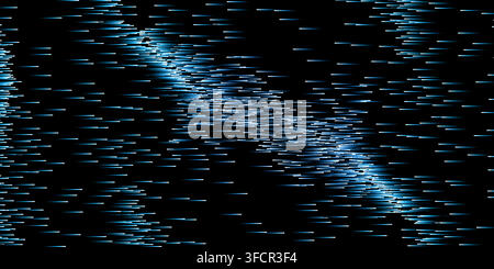 Abstract dark vector background featuring scattered diagonal lines in vibrant neon blue on a dark black backdrop, ideal for technology, music, gaming, Stock Vector