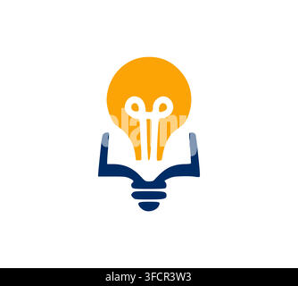 Modern Creative Knowledge Idea Logo With Lightbulb And Book Stock Vector