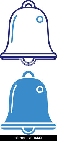 Blue bell icons representing alerts and notifications for service and attention symbols in a set. Stock Vector