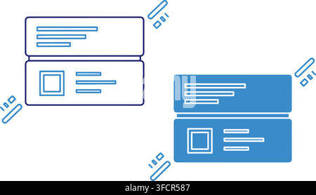 Business card templates in blue layout showing minimalist contact information design for modern corporate use. Stock Vector