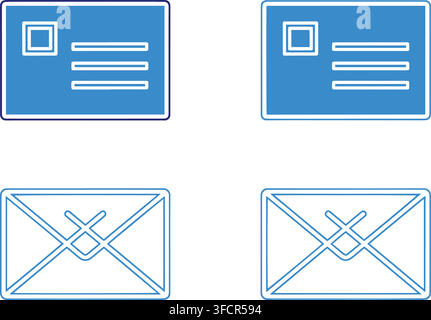 Blue mail envelope icons for postal service and communication symbols in a modern design for digital use. Stock Vector