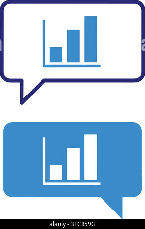 Business growth and data analysis represented by bar chart in speech bubble for presentations. Stock Vector