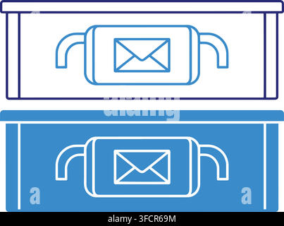 Mail delivery box icons featuring envelope graphics for logistics parcel shipping and postal tracking services. Stock Vector