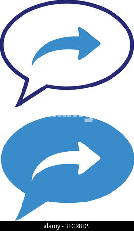Speech bubble icons with share arrow symbols for communication social media sharing and message notification. Stock Vector