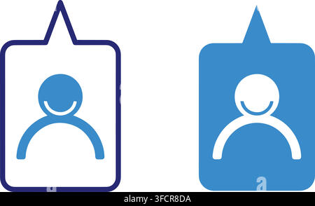 User profile avatar icons with speech bubbles featuring blue outlines and solid fills for online communication apps. Stock Vector