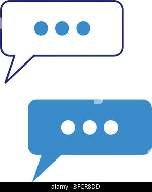 Speech bubble message icons with three dots symbol for online chat support communication and social messaging. Stock Vector