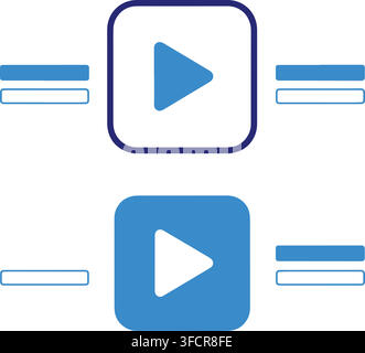 Video player interface play button vector icon symbol isolated on transparent background. Stock Vector