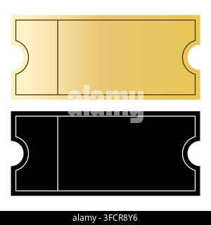Blank golden and black coupon ticket templates isolated on white background Stock Vector