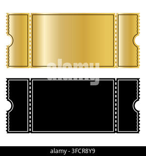 Blank golden and black coupon ticket templates isolated on white background Stock Vector