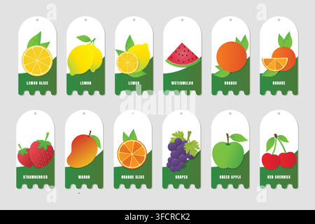 Fresh Citrus Fruit Carton Label Collection Stock Vector