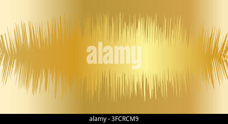 Premium golden audio soundwave visualization background with metallic gradient Stock Vector