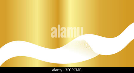 Abstract golden gradient geometric wave background texture Stock Vector