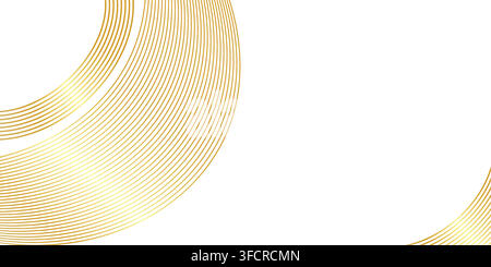 Abstract golden gradient wave lines isolated on white background Stock Vector