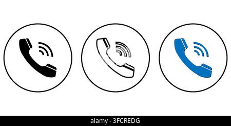 Phone call with speech bubble icon set inside circles isolated on white background Stock Vector