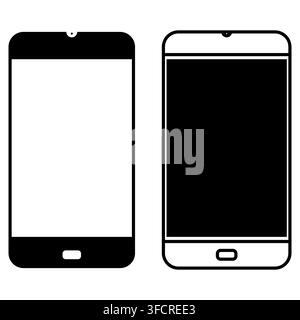 Smartphone cellphone mobile device mockup icon set isolated on white background Stock Vector