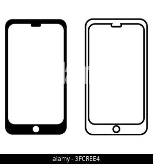 Smartphone cellphone mobile device mockup icon set isolated on white background Stock Vector