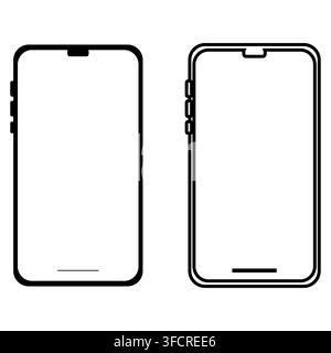 Smartphone cellphone mobile device mockup icon set isolated on white background Stock Vector