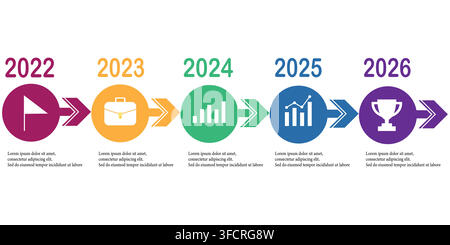 Business Timeline Infographic Design with Circle Icon Steps Vector Layout Stock Vector