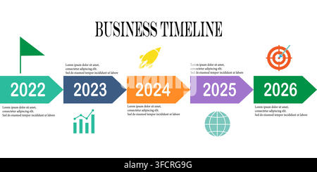 Business Timeline Infographic Template with Arrow Steps Vector Layout Stock Vector