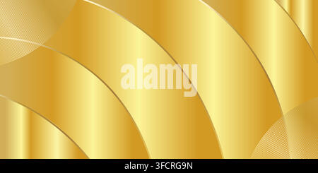 Premium abstract luxury background featuring elegant metallic golden gradients with smooth curved wave overlays Stock Vector