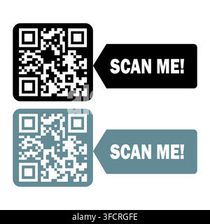 Colorful QR Code Element Banner Graphic illustration Stock Vector
