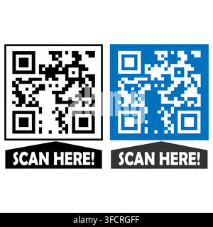 Colorful QR Code Element Banner Graphic illustration Stock Vector