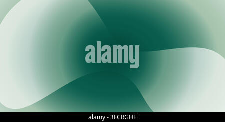 Abstract dark green gradient background with fluid wavy shapes Stock Vector