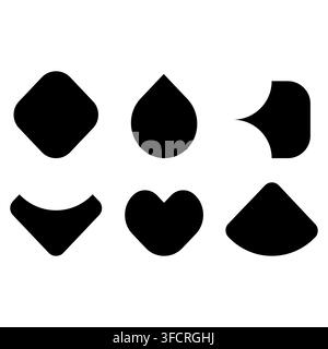 Minimalist collection of blank geometric sticker badges featuring clean solid shapes, perfect for promo price tags, neo brutalism posters Stock Vector
