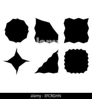 Minimalist collection of blank geometric sticker badges featuring clean solid shapes, perfect for promo price tags, neo brutalism posters Stock Vector