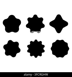 Minimalist collection of blank geometric sticker badges featuring clean solid shapes, perfect for promo price tags, neo brutalism posters Stock Vector