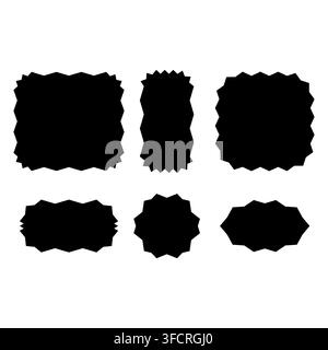 Minimalist collection of blank geometric sticker badges featuring clean solid shapes, perfect for promo price tags, neo brutalism posters Stock Vector