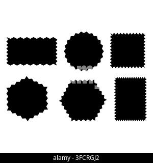 Minimalist collection of blank geometric sticker badges featuring clean solid shapes, perfect for promo price tags, neo brutalism posters Stock Vector