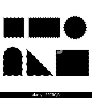 Minimalist collection of blank geometric sticker badges featuring clean solid shapes, perfect for promo price tags, neo brutalism posters Stock Vector